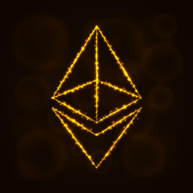 Ethereum digital currency silhouette of lights