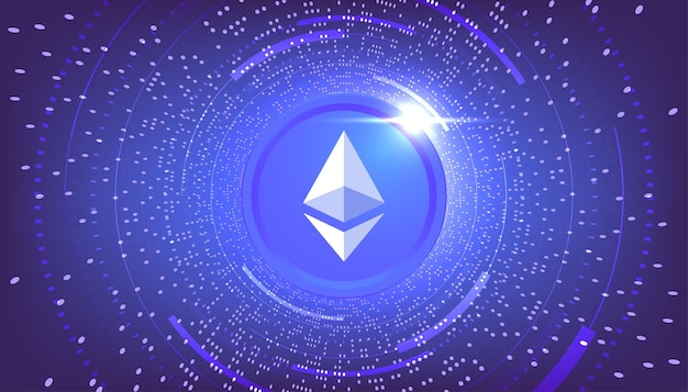 Ethereum ETH coin banner ETH coin cryptocurrency concept banner background