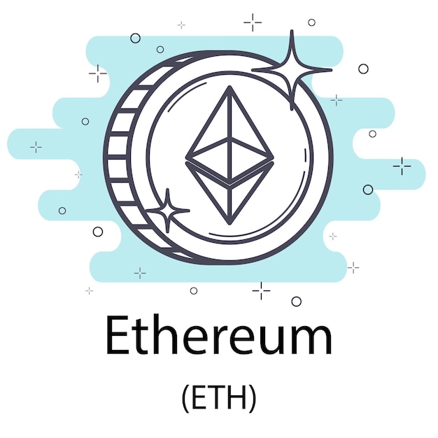 Vector ethereum outline coin