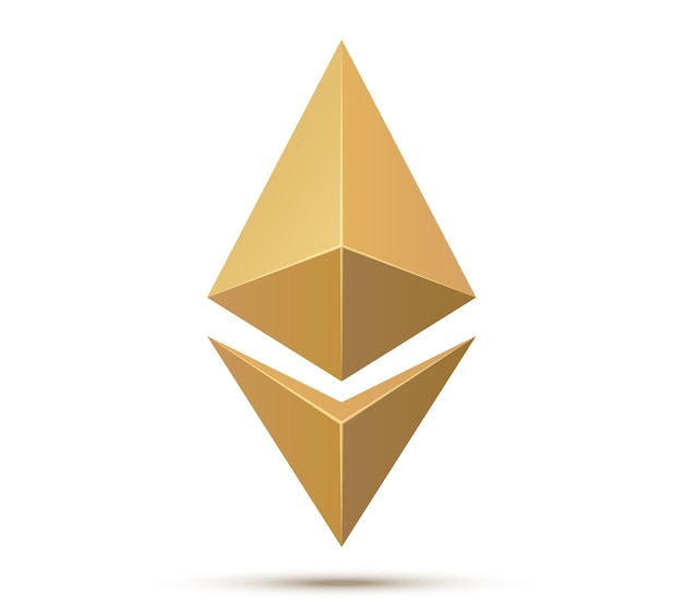 Ethereum symbol isolated Gold ethereum crypto sign Vector illustration