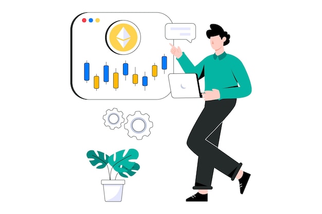 Ethereum Trading flat style design vector illustration. stock illustration