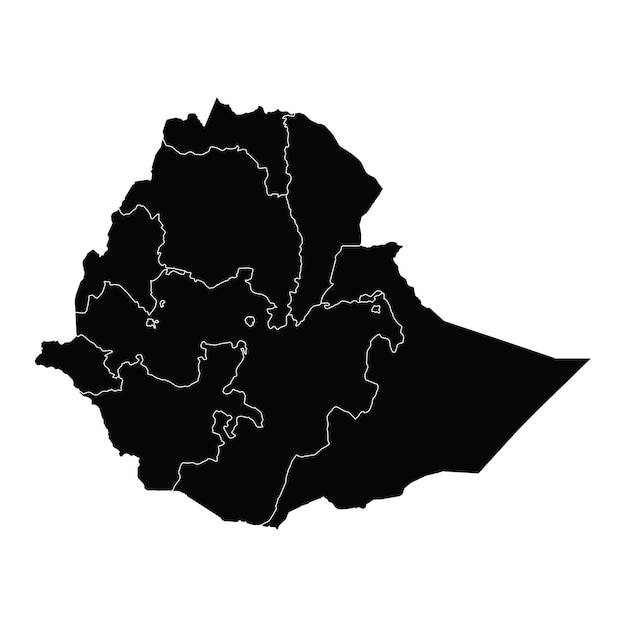 Ethiopia country map vector with regional areas