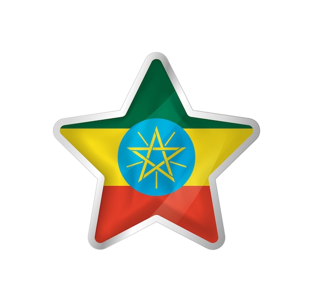 Ethiopia flag in star. Button star and flag template. Easy editing and vector in groups.