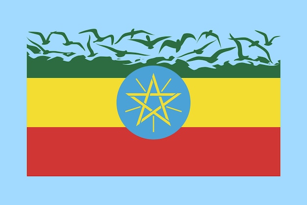 Ethiopia flag with freedom concept Ethiopia flag transforming into flying birds vector