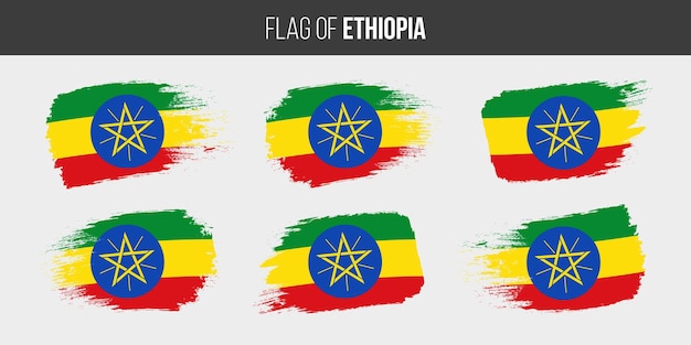 Ethiopia flags Brush stroke grunge vector illustration flag of ethiopia isolated on white