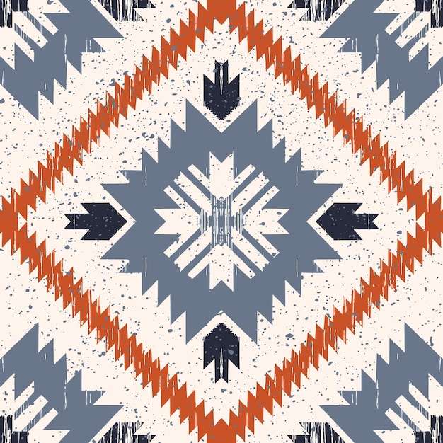 Vector ethnic abstract ikat art seamless pattern in tribal folk embroidery and mexican style aztec geom