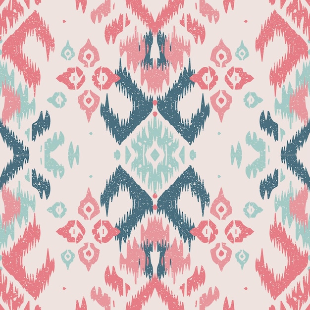 Vector ethnic abstract ikat art seamless pattern in tribal folk embroidery and mexican style aztec