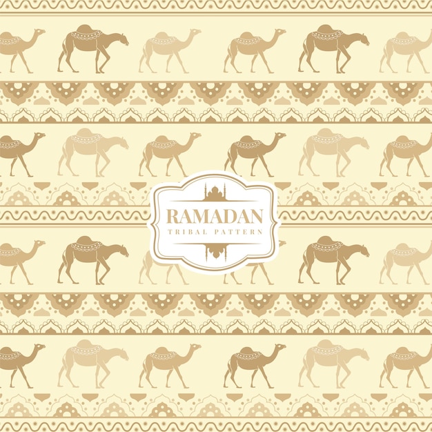 Vector ethnic arabic seamless pattern with camel for textile design