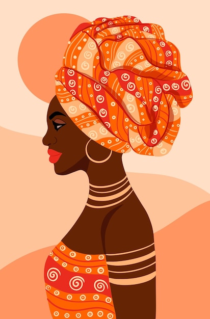 Ethnic background with african woman vector poster