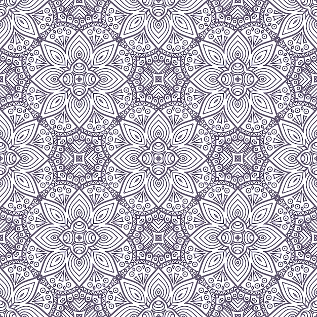 Ethnic floral seamless pattern with mandalas