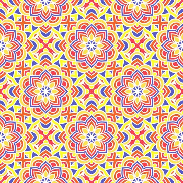 Ethnic Floral Seamless Pattern With Mandalas