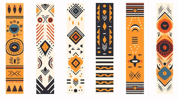 Ethnic Flyers Collection with Geometric Patterns Illustration