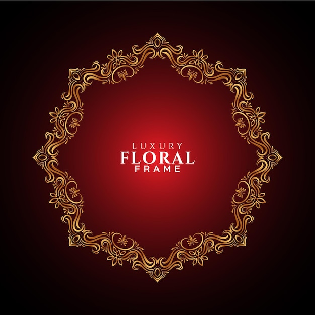 Ethnic golden frame design red background