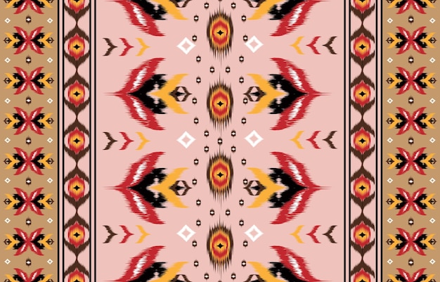 Vector ethnic ikat seamless pattern in tribal aztec geometric ethnic ornament print ikat pattern style