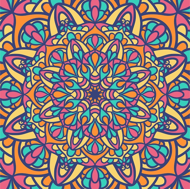 Ethnic Mandala Round Ornament Pattern With Colorful, Mandala Vector Background, Decorative Pattern