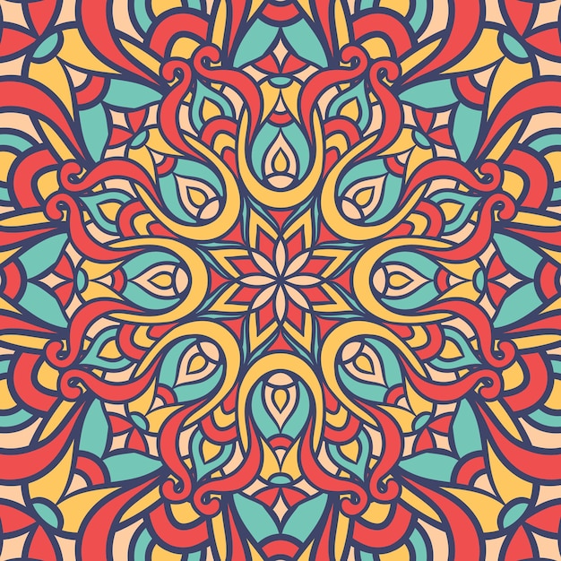 Ethnic Mandala Round Ornament Pattern With Colorful, Mandala Vector Background, Decorative Pattern