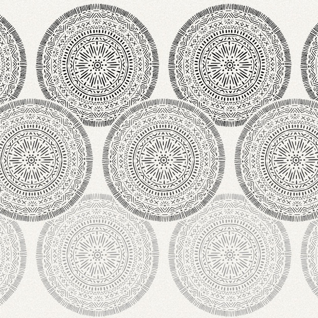 Ethnic mandala tribal hand drawn line geometric vector image Digital And Textile Pattern Design