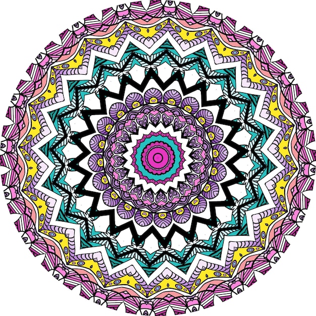 Ethnic Mandala With Colorful Ornament. Bright Colors. Isolated.