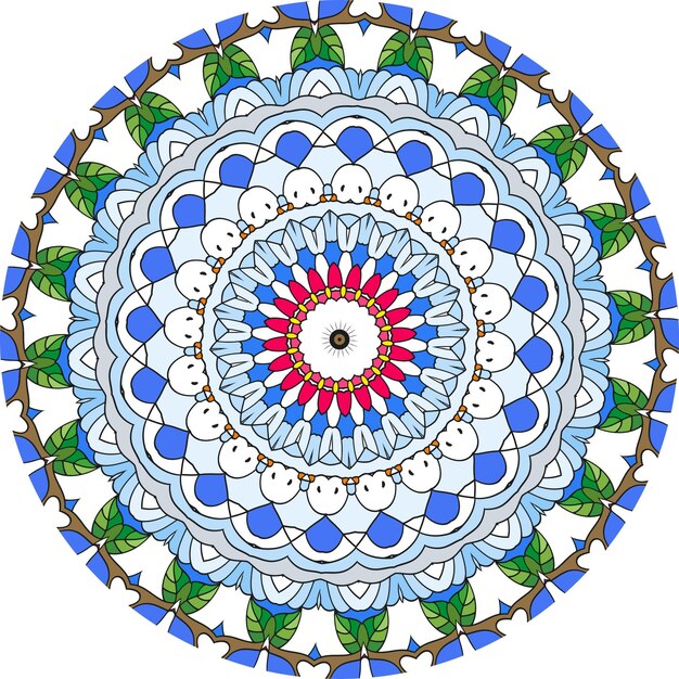 Ethnic Mandala With Colorful Ornament. Bright Colors. Isolated.