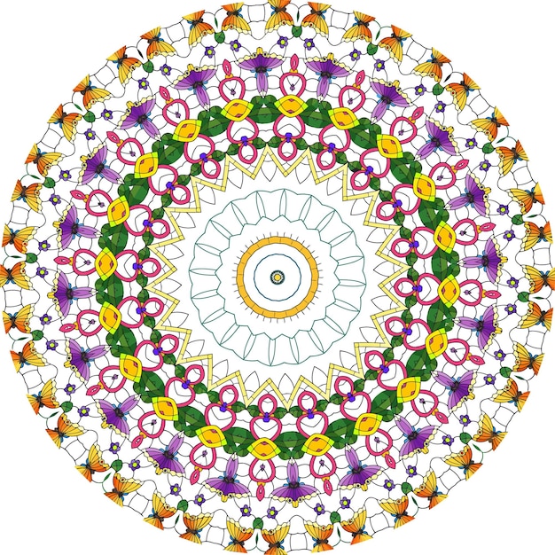 Ethnic Mandala With Colorful Ornament. Bright Colors.