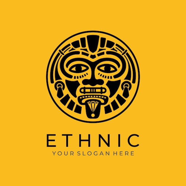 Ethnic mask logo Aztec and Mayan mask logo for business Cultural vector design in a minimalistic style Vector illustration