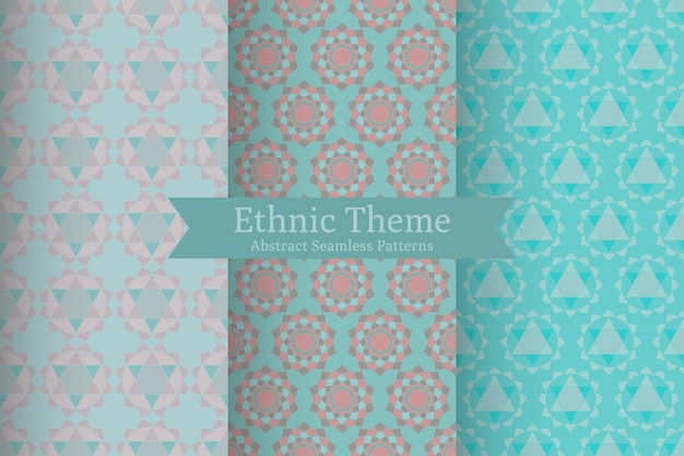 Vector ethnic oriental geometric seamless patterns