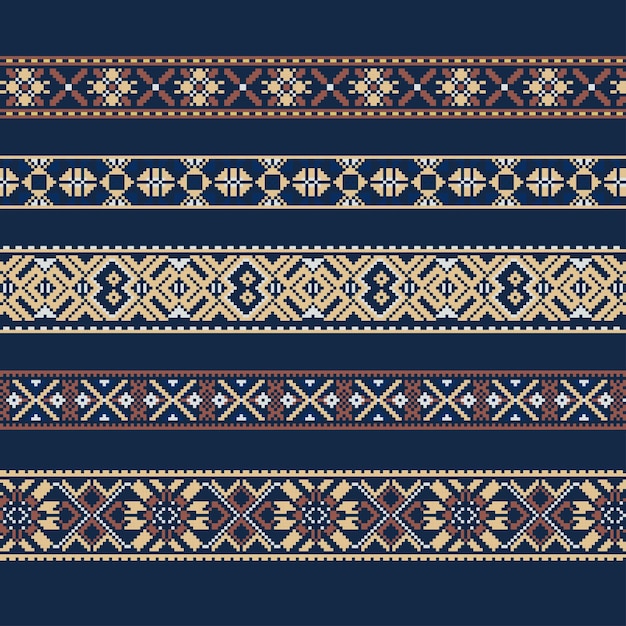 Ethnic ornamental background in blue and brown colors