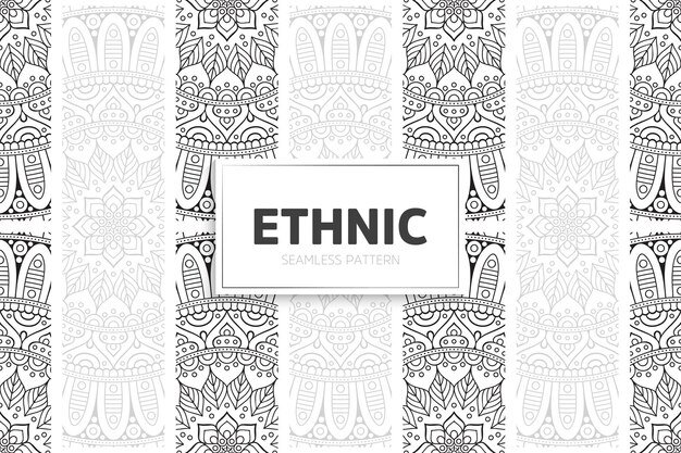 Vector ethnic pattern design mandala border.