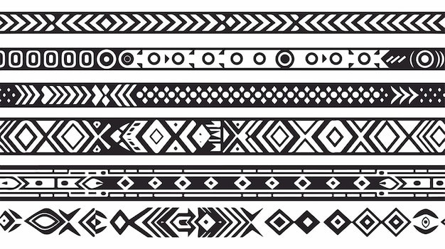 Ethnic Pattern Stripes in Black and White Tribal Mexican Design