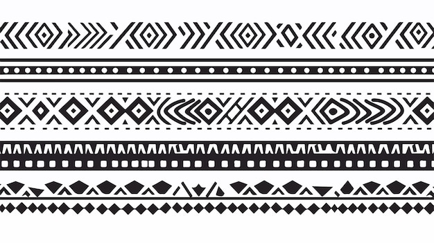 Ethnic Pattern Stripes in Black and White Tribal Mexican Design