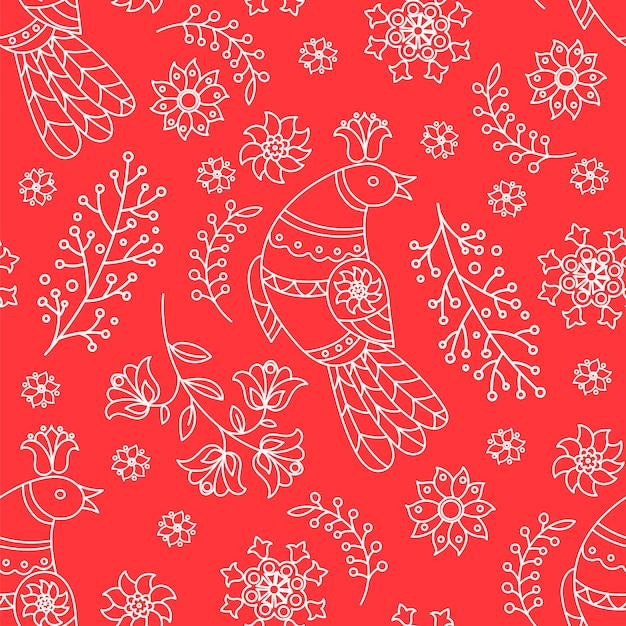 ETHNIC RED Decorative Folk Ornament Seamless Pattern