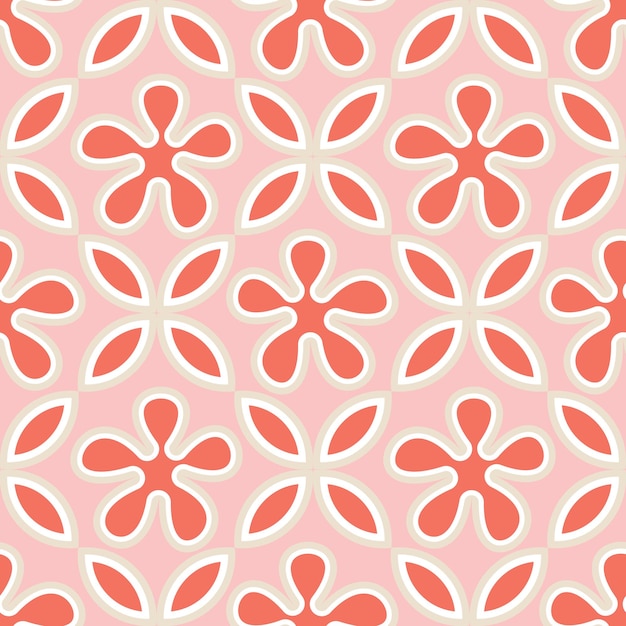 Ethnic Retro Geometric Florals Tile Style Punchy Vector Background Seamless Pattern Cute Trendy