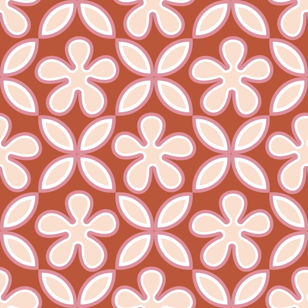 Ethnic Retro Geometric Florals Tile Style Punchy Vector Background Seamless Pattern Cute Trendy