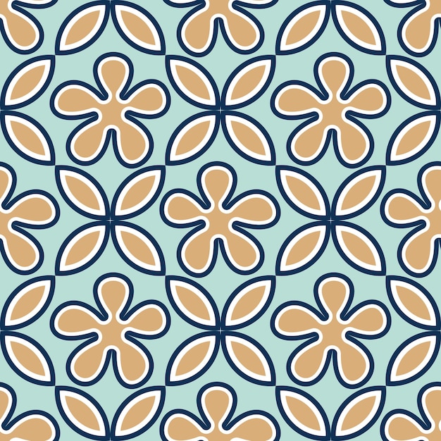 Ethnic Retro Geometric Florals Tile Style Punchy Vector Background Seamless Pattern Cute Trendy