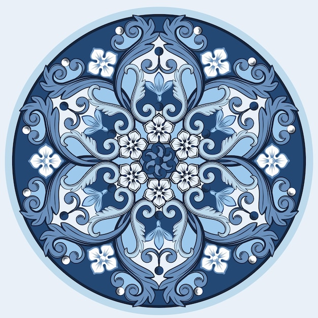 Ethnic round ornamental mandala. Oriental arabesque pattern background. Vector illustration.