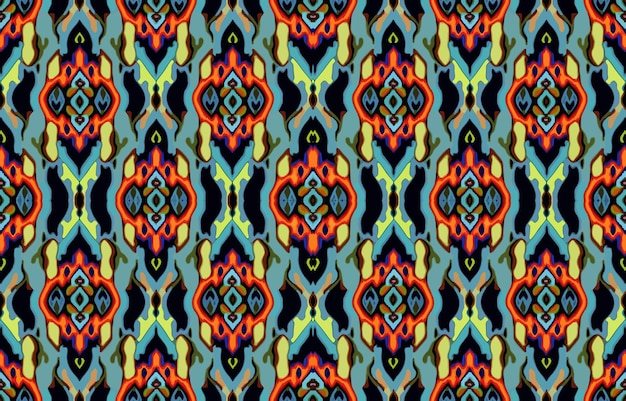 Ethnic seamless fabric pattern Abstract traditional folk antique vintage retro blurred graphic line