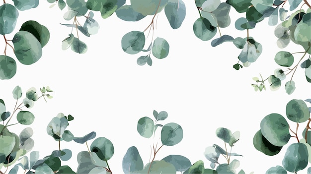 Vector eucalyptus branches frame on white background for elegant designs