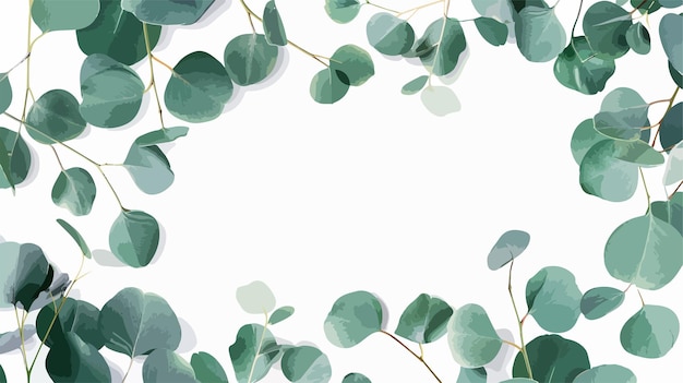 Vector eucalyptus branches frame on white background for elegant designs