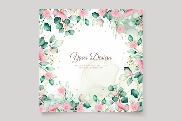 eucalyptus flower wedding invitation card set