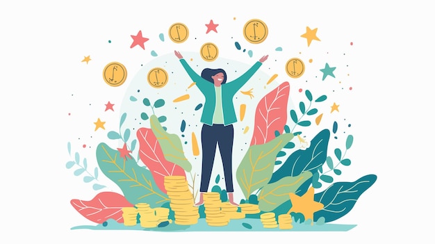 The Euphoria of Achieving Success and Prosperity Mixed Media Flat Design