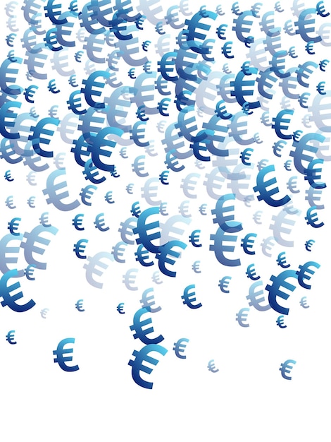 Euro blue symbols flying money vector background