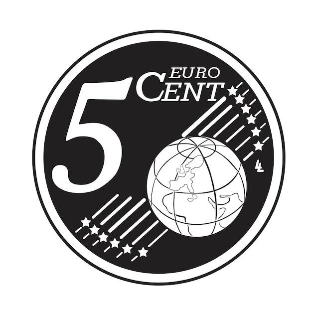 Euro coin 5 cent handmade design