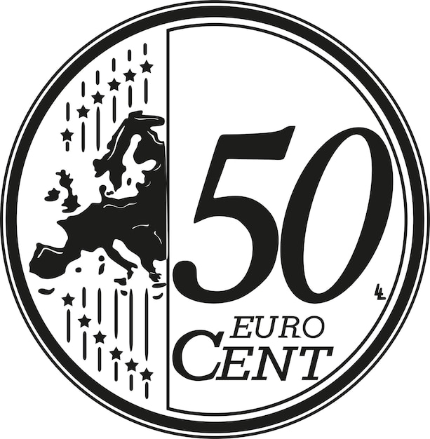 euro coin 50 cent black design handmade silhouette