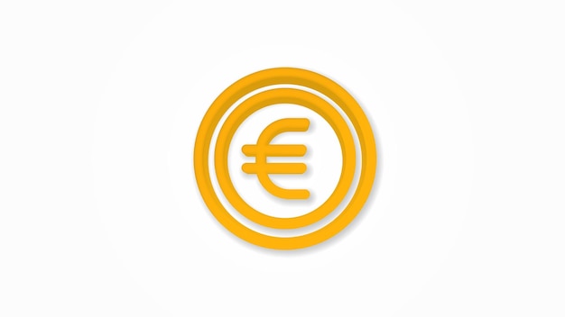 Euro coin currency realistic icon 3d line vector illustration Top view