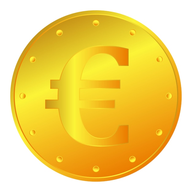 Euro coin gold icon. Gold money or investment illustrations as a simple and fashionable symbol for design and websites, presentations or mobile applications. Isolated on white background. Vector