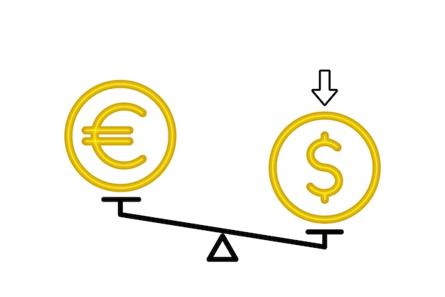 Euro dollar balance scale high currency value finance exchange vector illustration