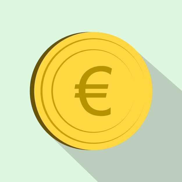 Euro icon in flat style on light blue background