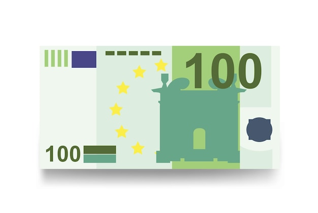 Euro Vector Illustration Europe money set bundle banknotes Paper money 100 EUR