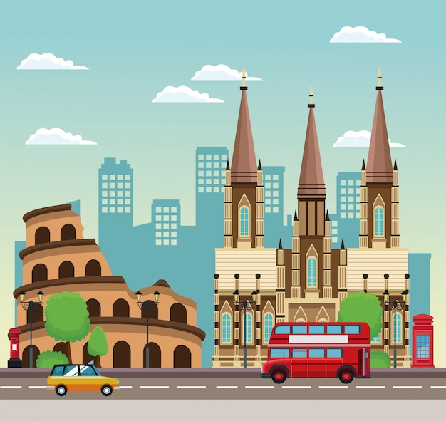 european beautiful cityscape scenery vector