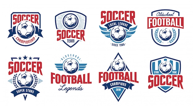 European football classic emblems vector set.